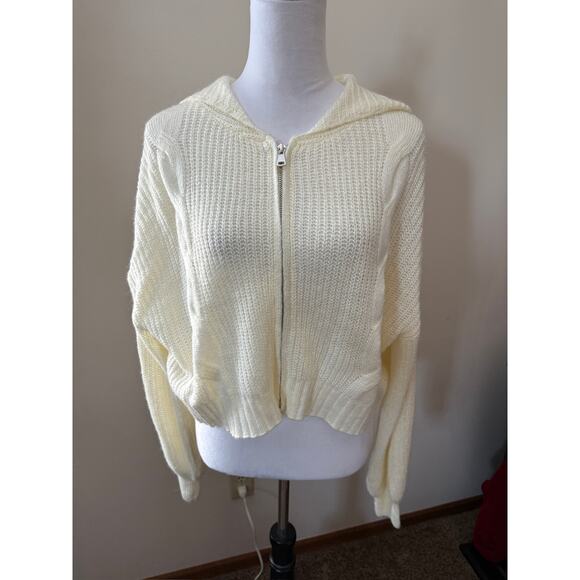 Altar'd State Sweaters - Altar'd State Cream Knit Zip Up Sweater